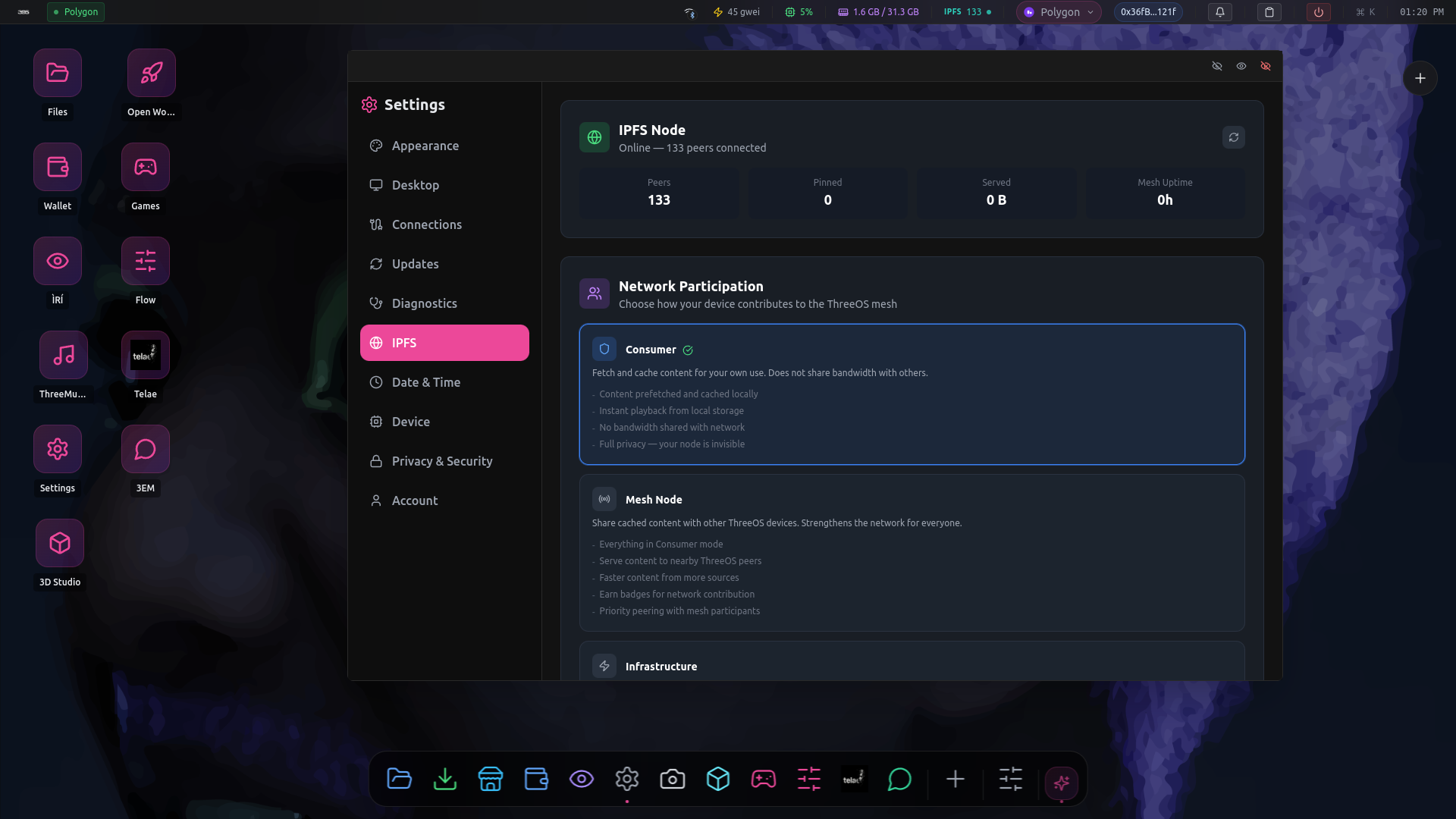 ThreeOS IPFS integration